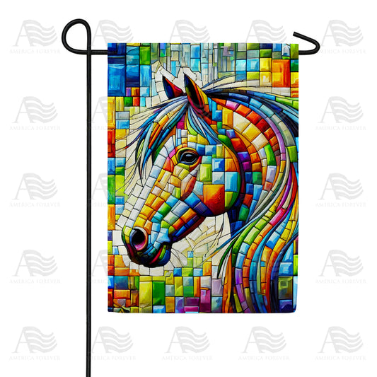 America Forever Colorful Mosaic Horse Garden Flag