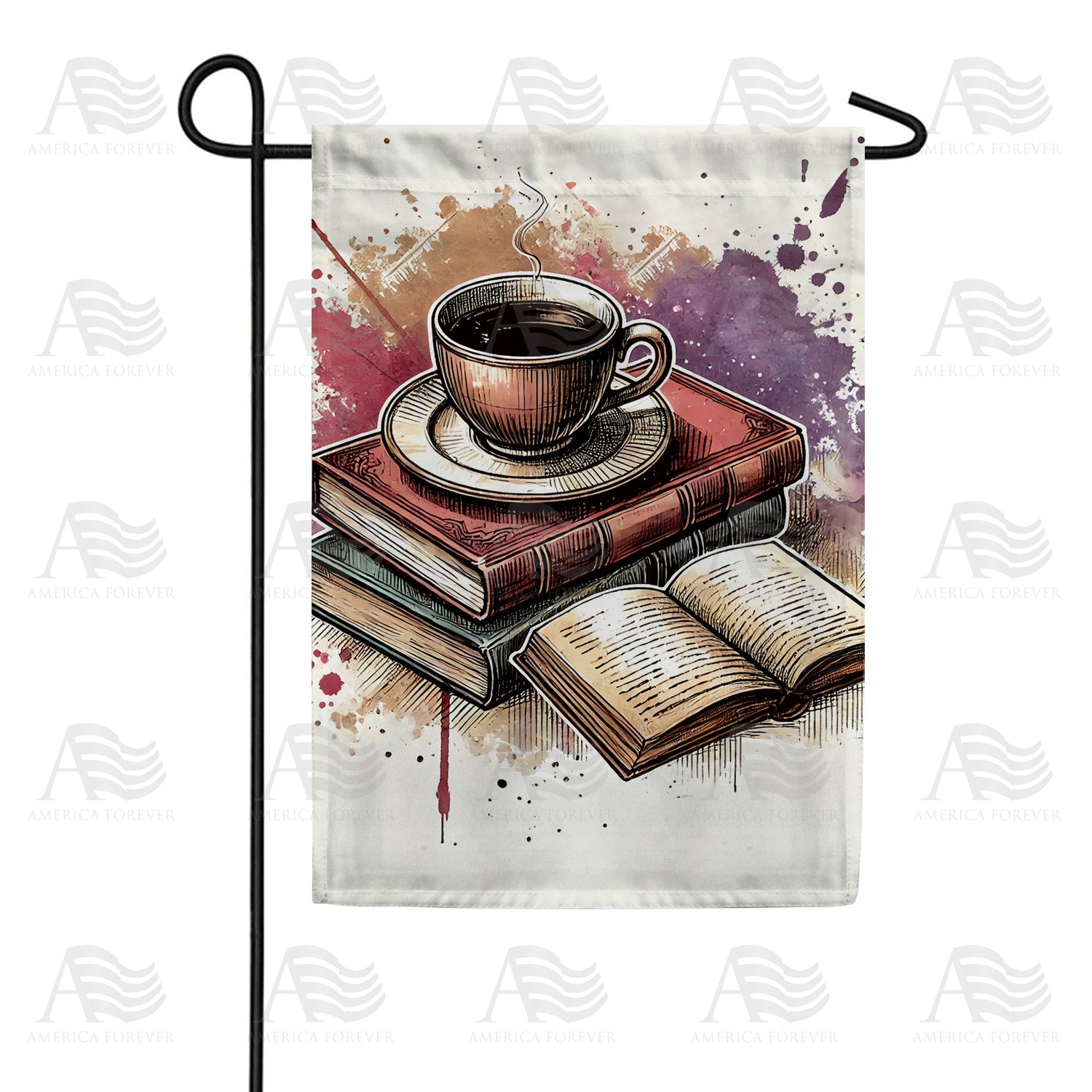 America Forever Coffee and Books Garden Flag