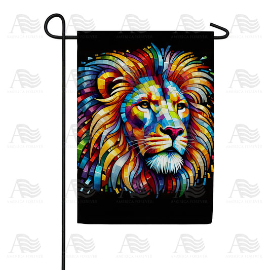 America Forever Colorful Mosaic Lion Garden Flag
