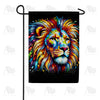 Colorful Mosaic Lion Garden Flag