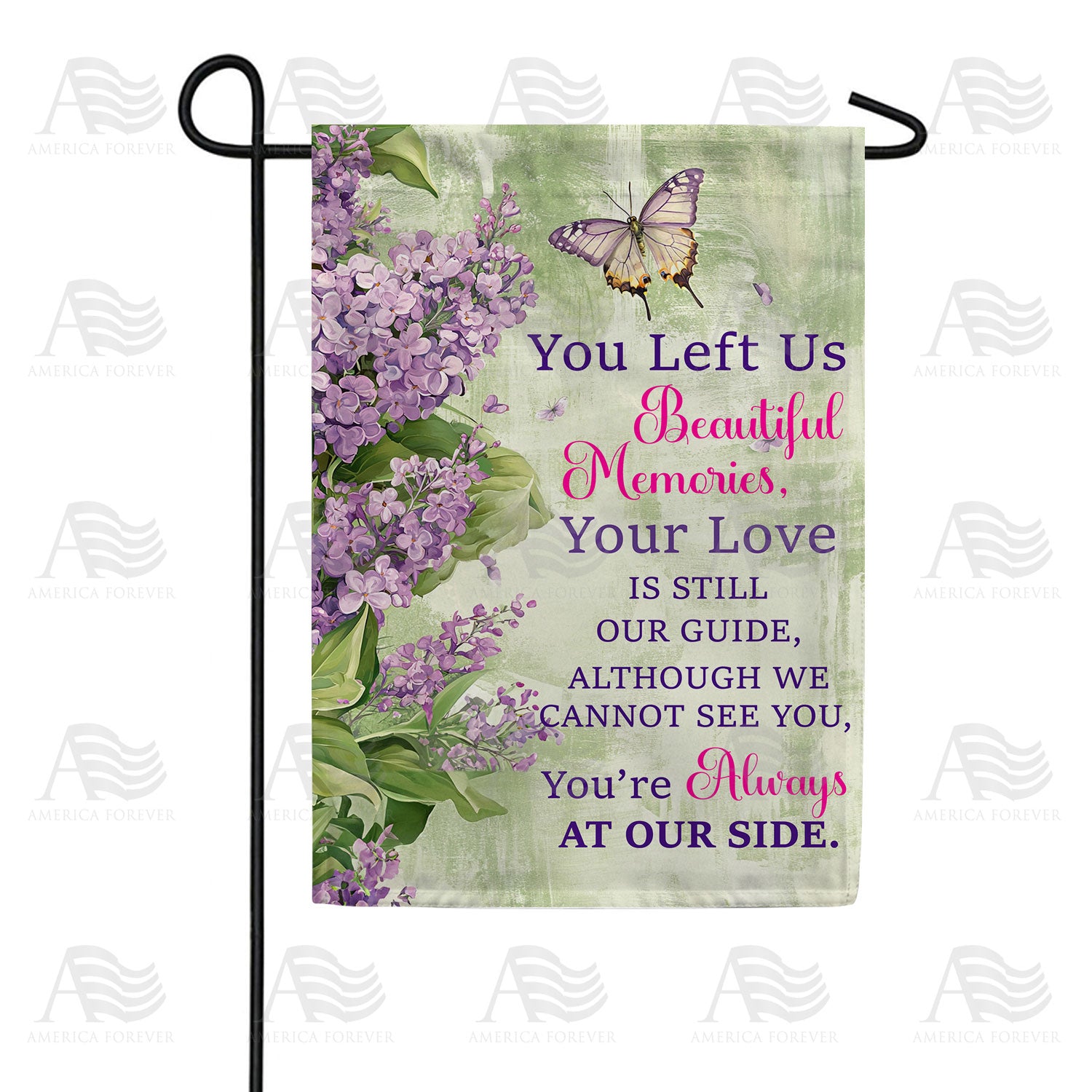 Lilac Memorial Butterfly Double Sided Garden Flag 12.5 x 18
