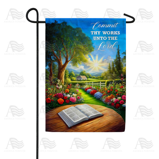 America Forever Commit Thy Works Unto The Lord Garden Flag