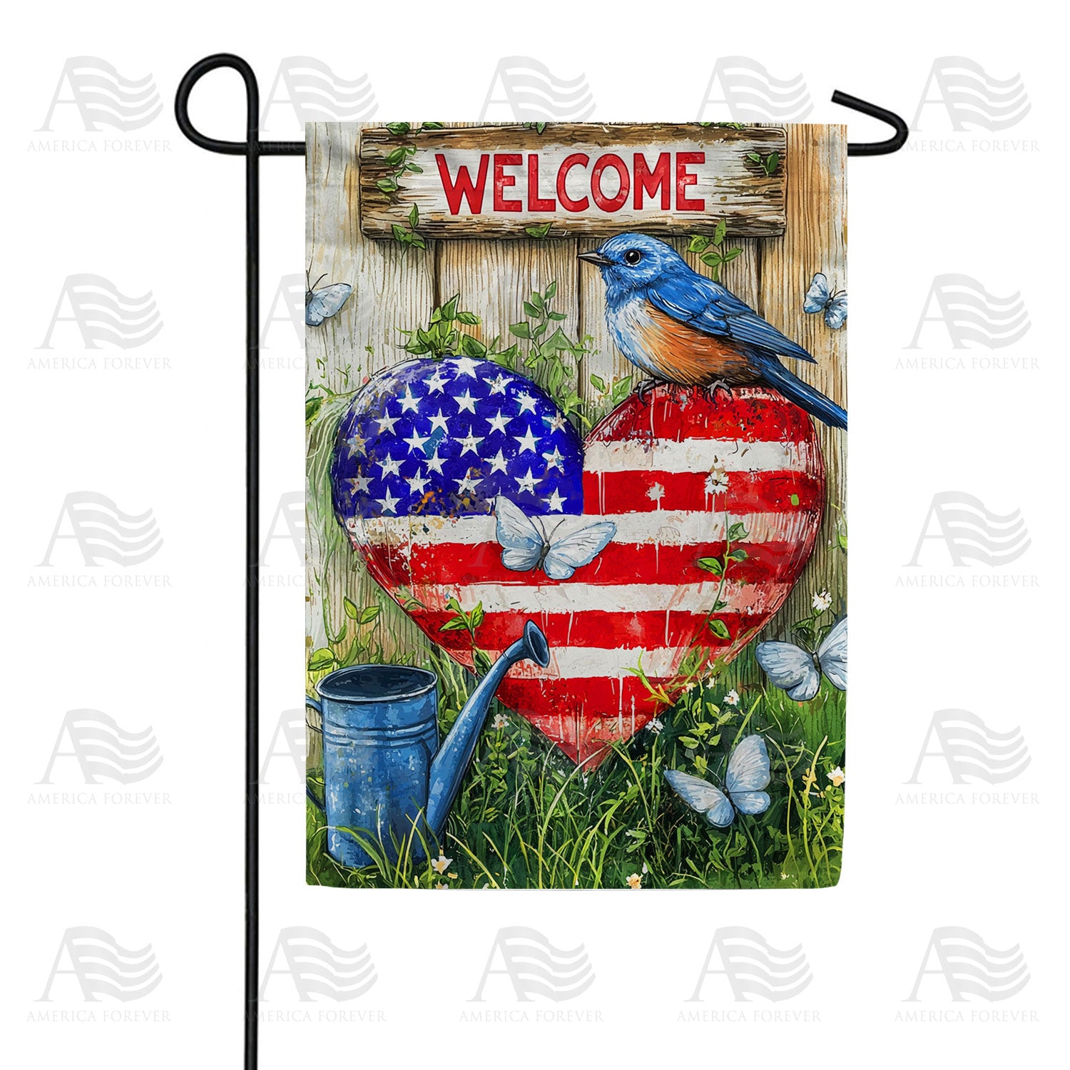 America Forever Patriotic Bluebird Welcome Garden Flag