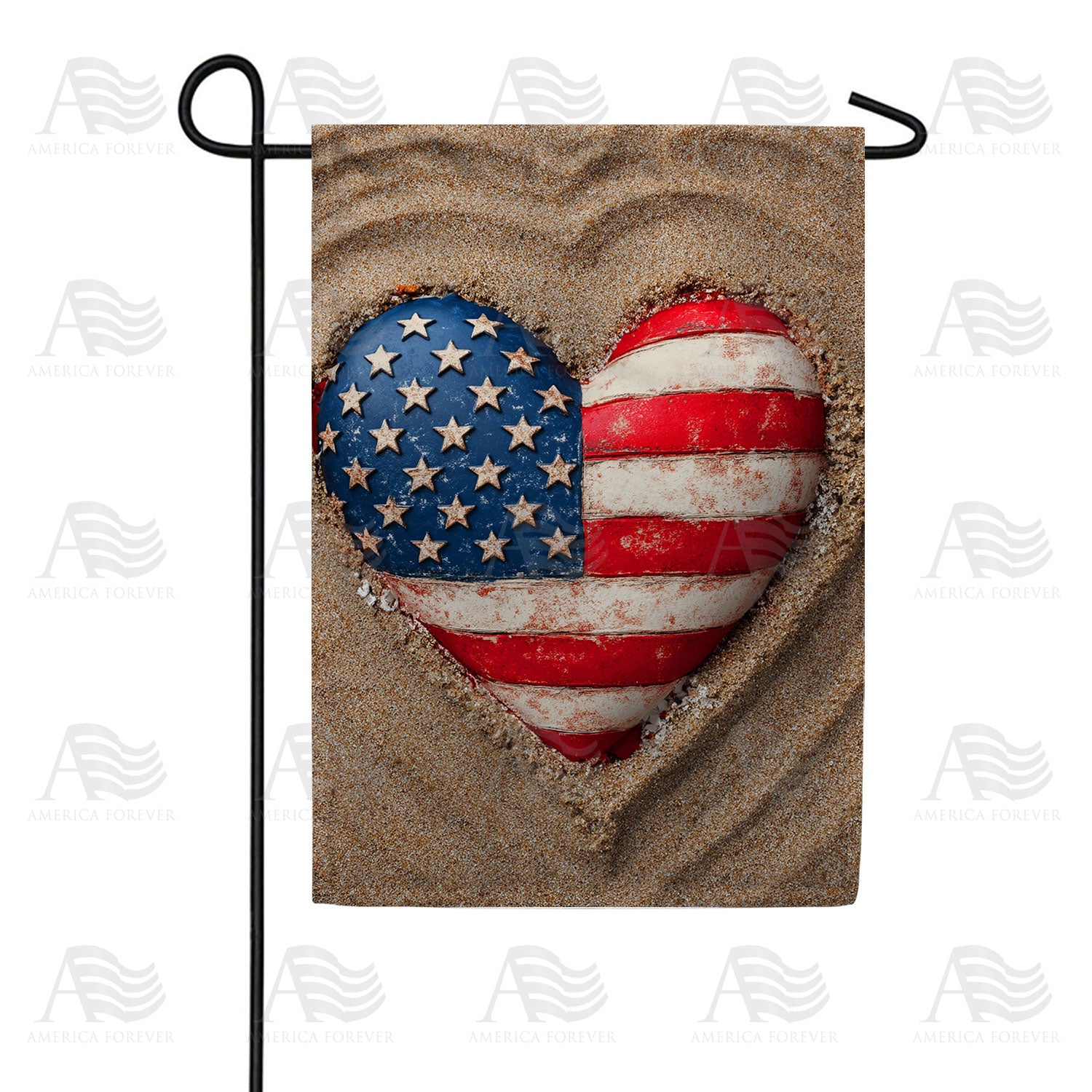 America Forever Patriotic Beach Heart Garden Flag