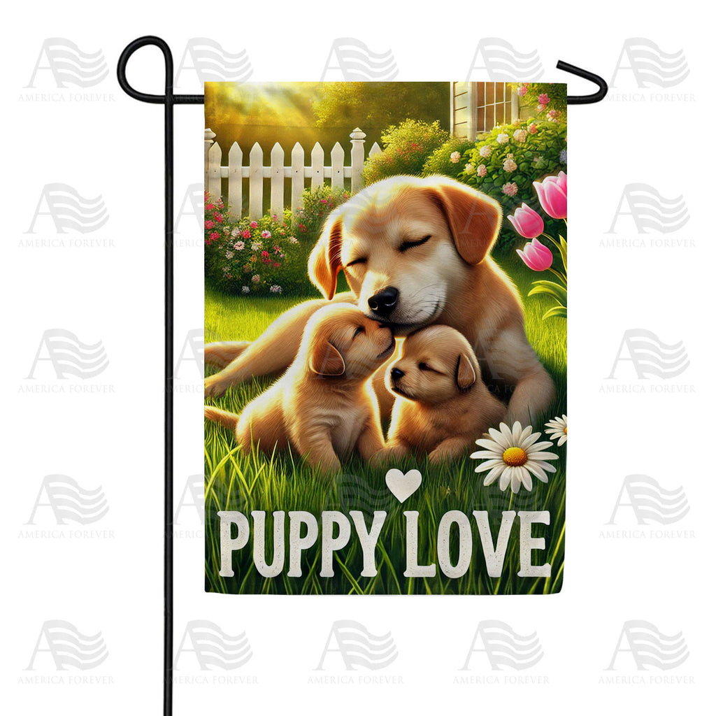America Forever Puppy Love Family Garden Flag