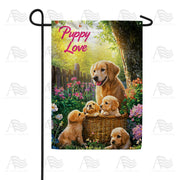 America Forever Puppy Love Basket Garden Flag
