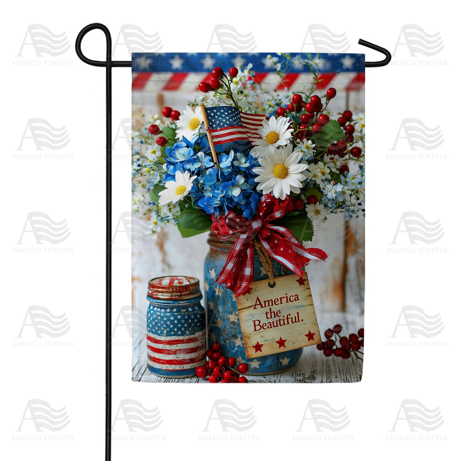 America Forever America the Beautiful Mason Jar Garden Flag