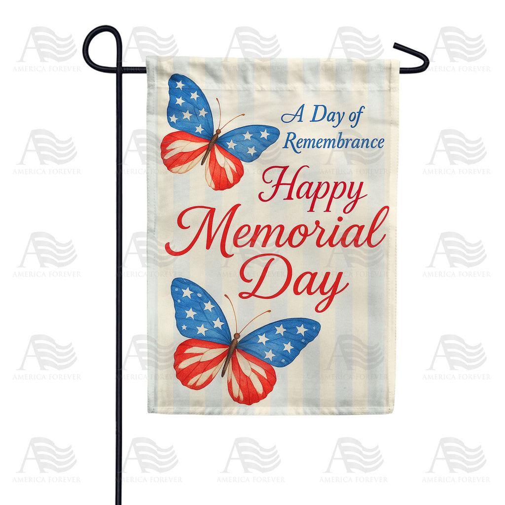 Happy Memorial Day Patriotic Butterflies Double Sided Garden Flag