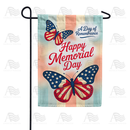 America Forever Memorial Day Butterflies Garden Flag