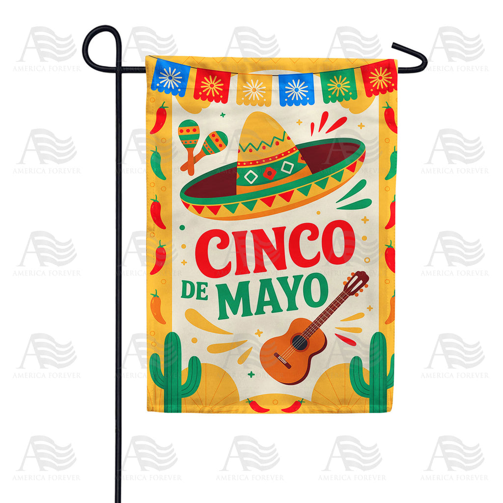 Cinco de Mayo Sombrero Fiesta Double Sided Garden Flag