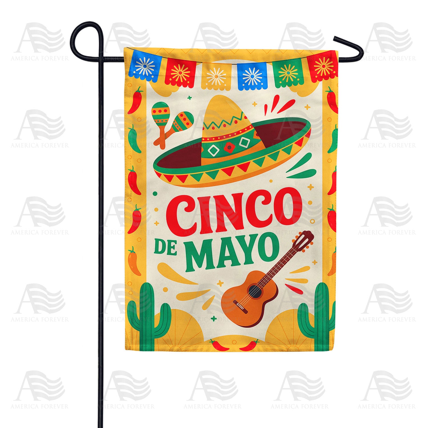 Cinco de Mayo Sombrero Fiesta Double Sided Garden Flag
