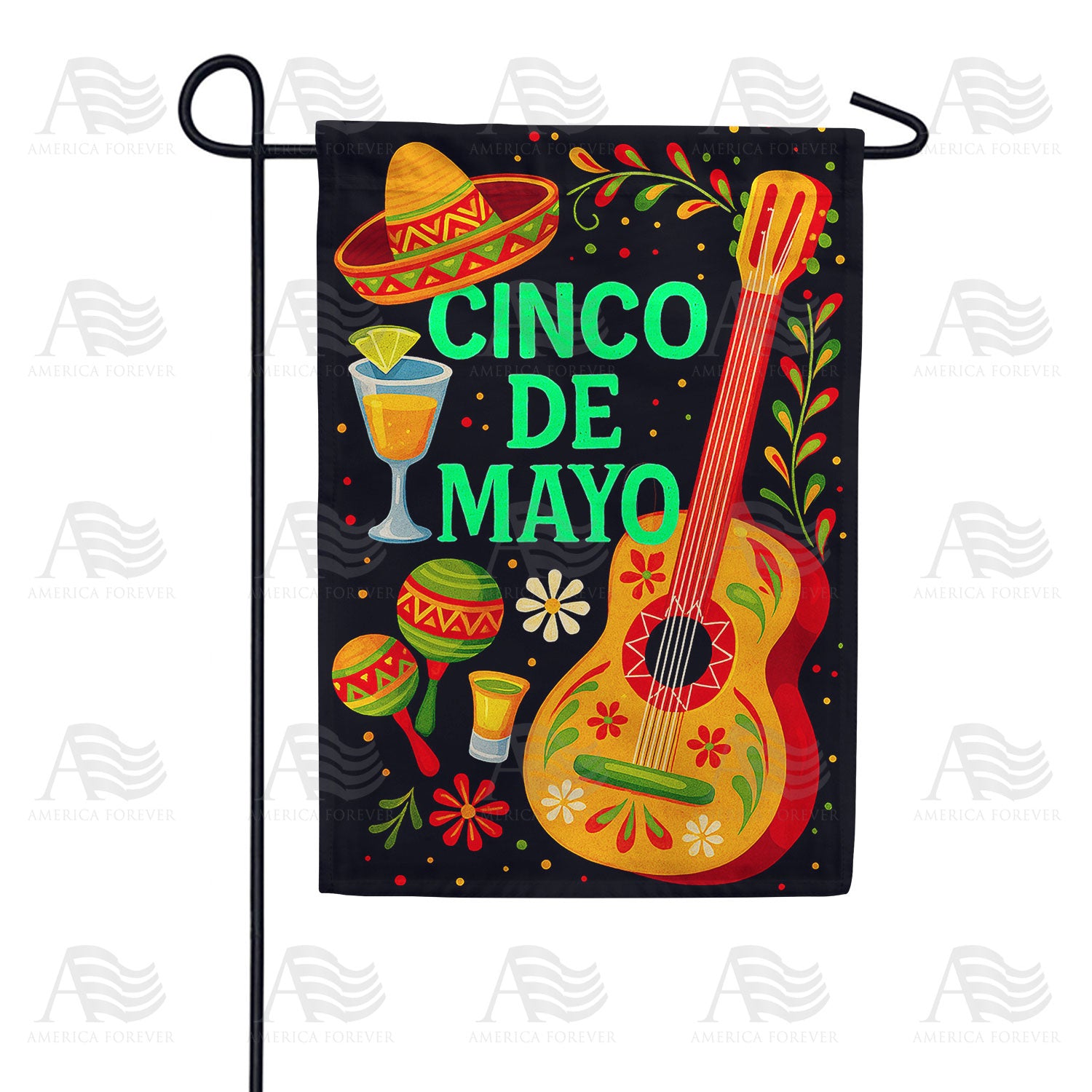 Cinco de Mayo Guitar Margarita Fiesta Double Sided Garden Flag