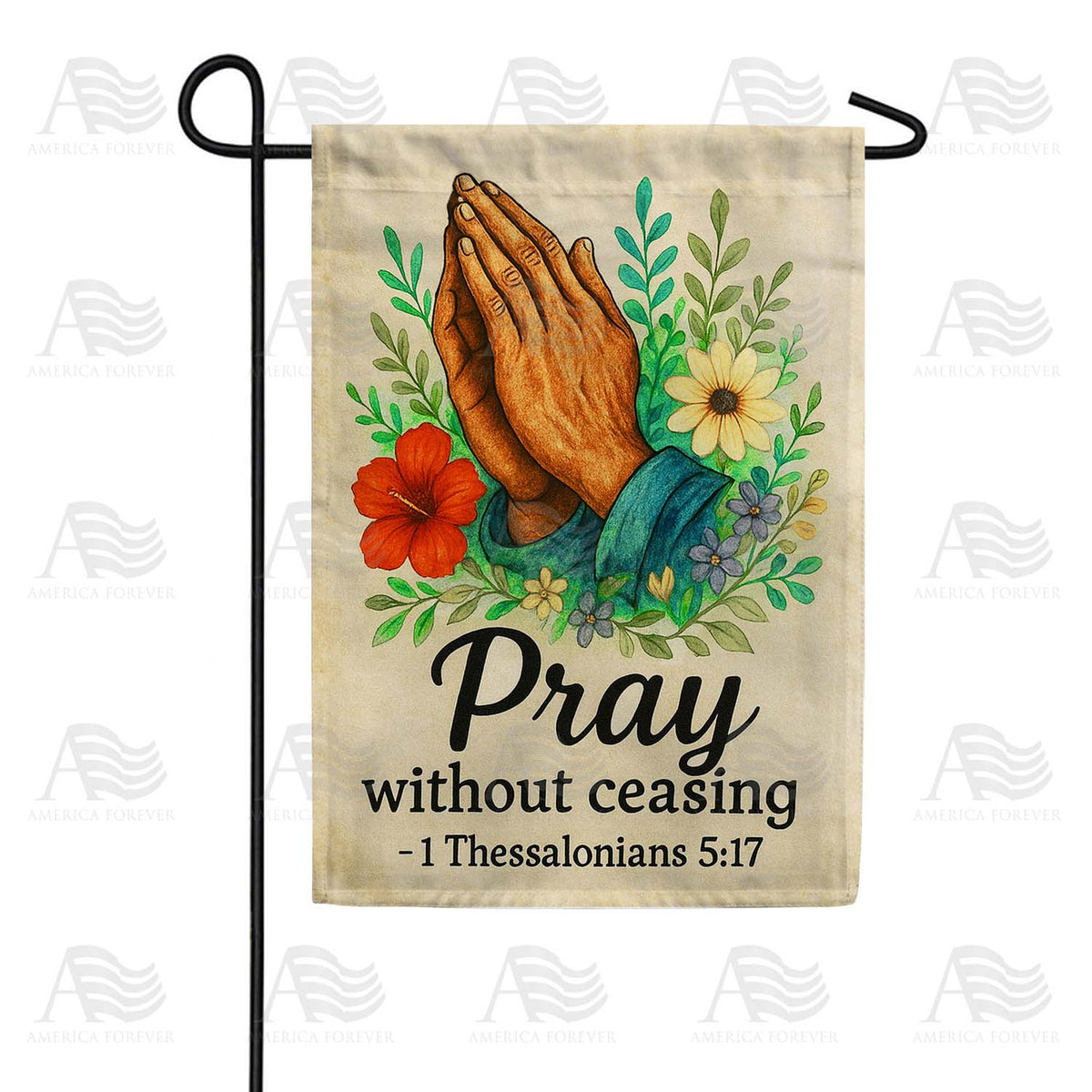 Praying Hands FloraGarden Flag