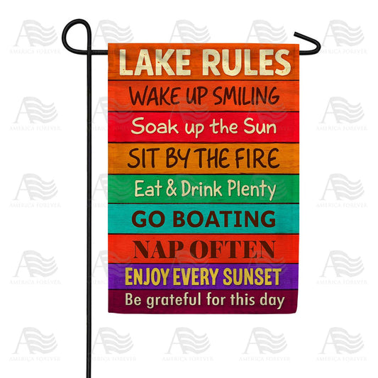 Lake Rules Colorful Garden Flag