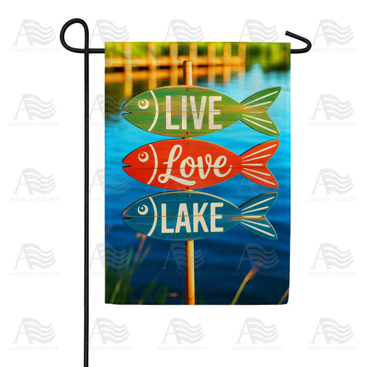 Live Love Lake Fish Garden Flag