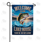 America Forever Welcome to Our Lake House Bass Personalized Garden Flag