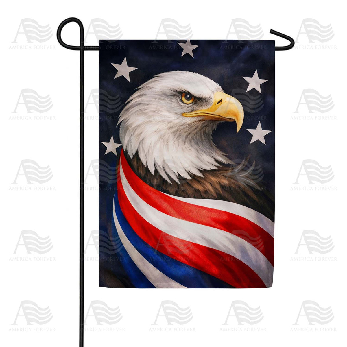 Patriotic Bald Eagle with American Flag Stars Garden Flag