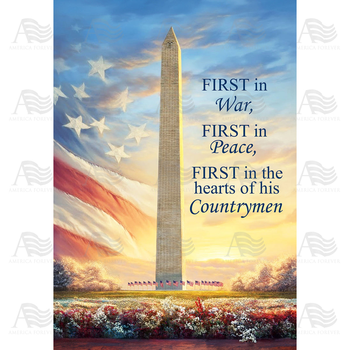 America Forever Washington Monument First in War Peace Garden Flag