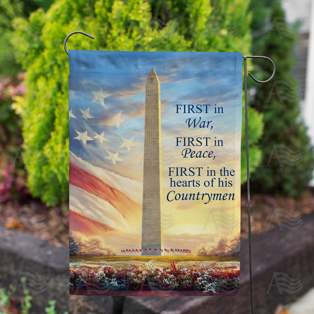America Forever Washington Monument First in War Peace Garden Flag