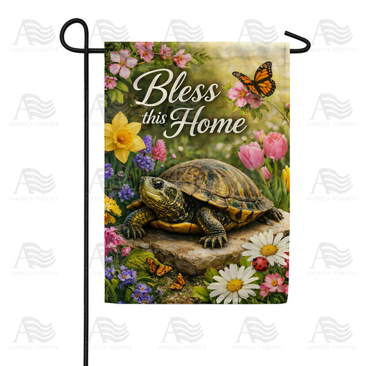 Bless This Home Turtle Spring Floral Garden Flag