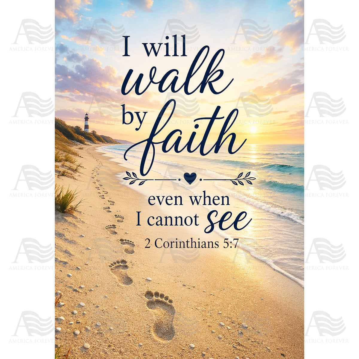 Walk By Faith Beach Footprints Scripture Garden Flag
