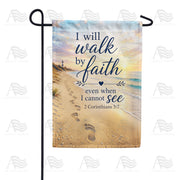Walk By Faith Beach Footprints Scripture Garden Flag