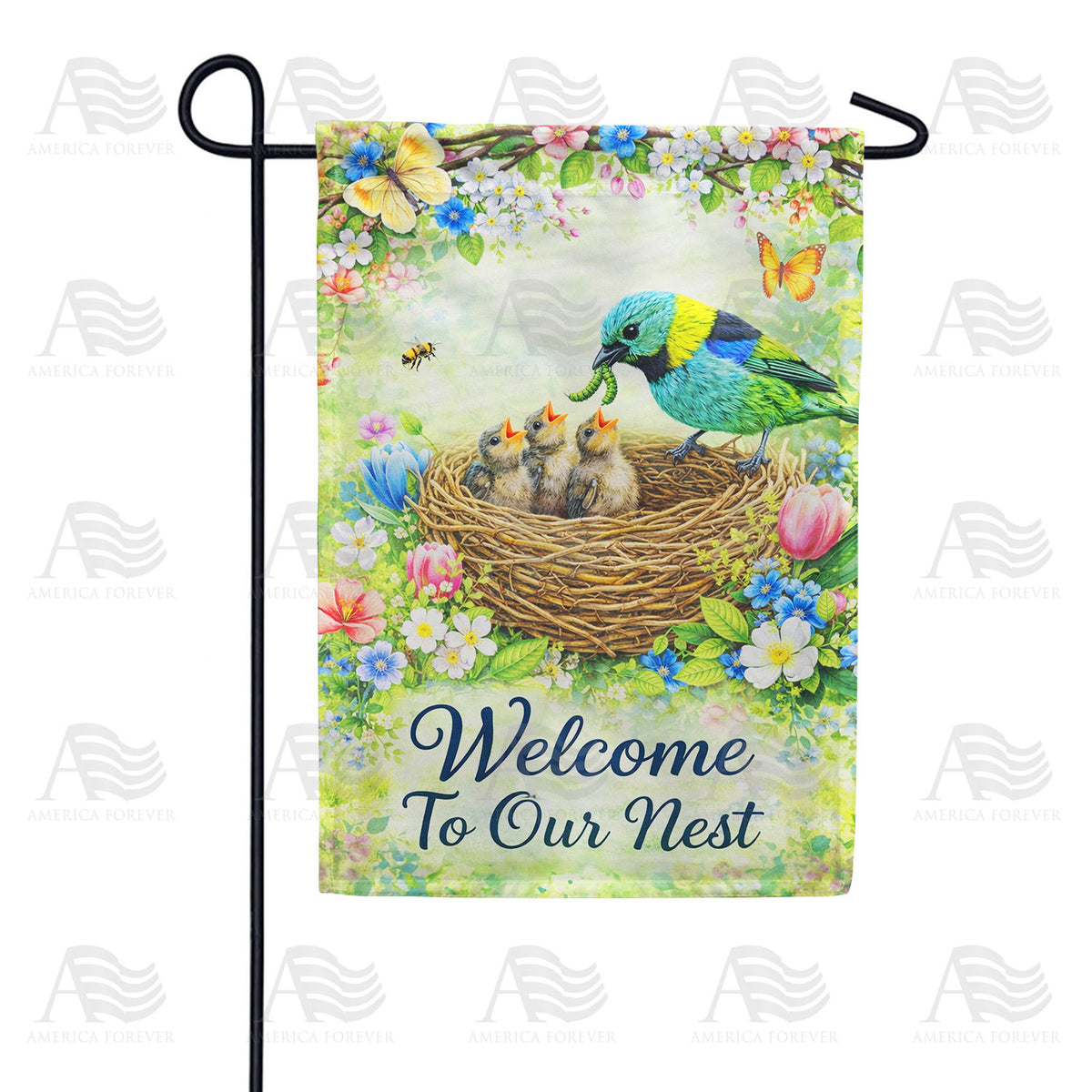 Welcome To Our Nest Spring Birds Garden Flag
