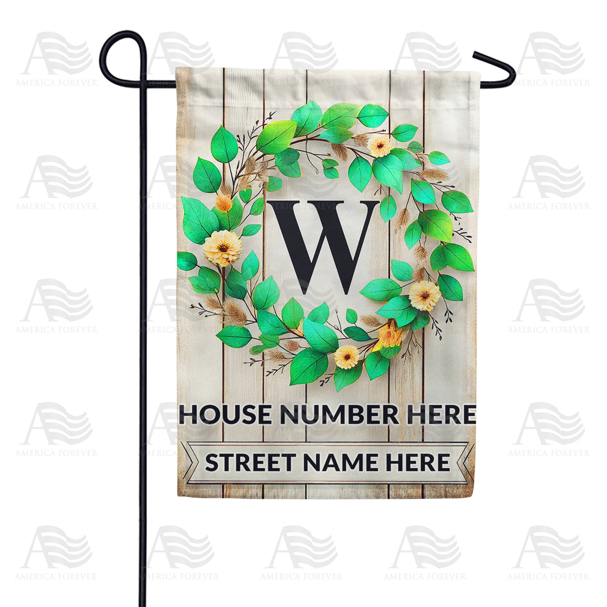 America Forever Personalized Monogram Spring Wreath Garden Flag