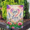 God Is Love Floral Doves Christian Garden Flag