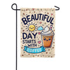 America Forever Beautiful Day Starts With Coffee Cute Sun Garden Flag