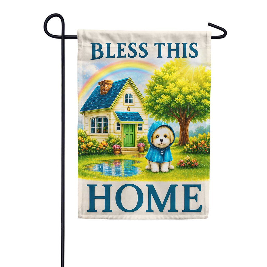 America Forever Bless This Home Puppy Raincoat Rainbow Garden Flag