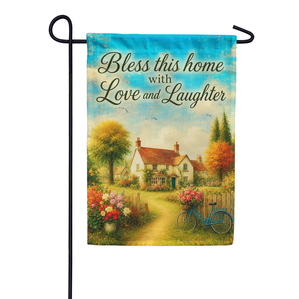 America Forever Bless This Home Love and Laughter Cottage Garden Flag