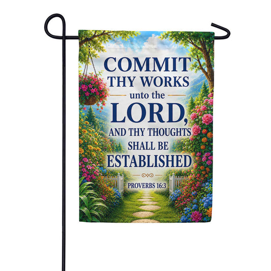 America Forever Proverbs 16:3 Commit Thy Works Garden Flag