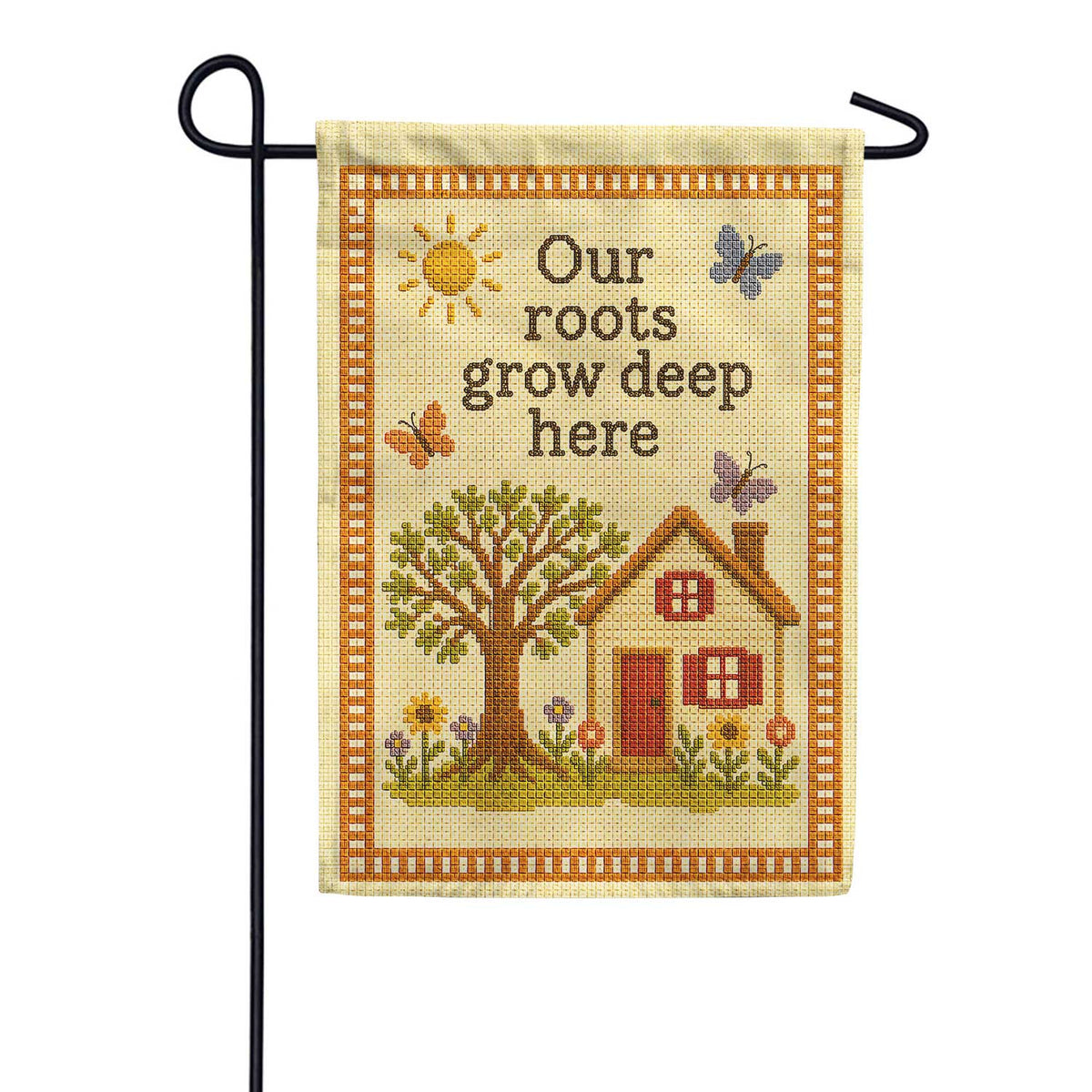 America Forever Our Roots Grow Deep Here Cross Garden Flag