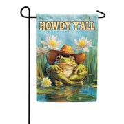America Forever Howdy Y'all Cowboy Frog Lily Pond Garden Flag