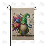 America Forever Hello Spring Gnome Burlap Garden Flag