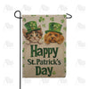 Happy St Patrick's Day Pets Double Sided Burlap Garden Flag