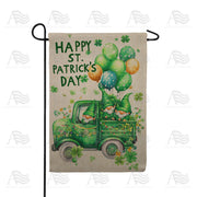 America Forever St Patrick's Truck Gnomes Burlap Garden Flag