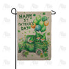 Happy St Patrick's Day Truck Gnomes Double Sided Burlap Garden Flag