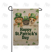 America Forever St Patrick's Three Pets Burlap Garden Flag