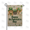Happy St Patrick's Day Three Pets Double Sided Burlap Garden Flag