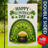 Happy St. Patrick's Day Rainbow Pot of Gold Burlap Garden Flag