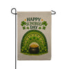 Happy St. Patrick's Day Rainbow Pot of Gold Burlap Garden Flag