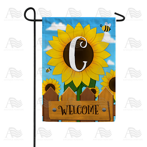 America Forever Sunflower Welcome Monogram Garden Flag
