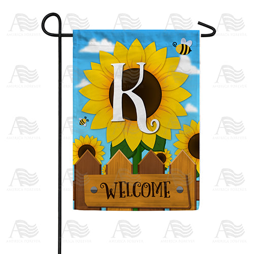 America Forever Sunflower Welcome Monogram Garden Flag