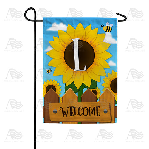 America Forever Sunflower Welcome Monogram Garden Flag