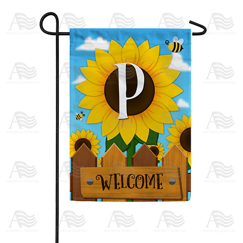 America Forever Sunflower Welcome Monogram Garden Flag