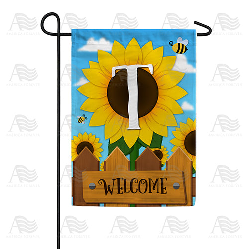 America Forever Sunflower Welcome Monogram Garden Flag