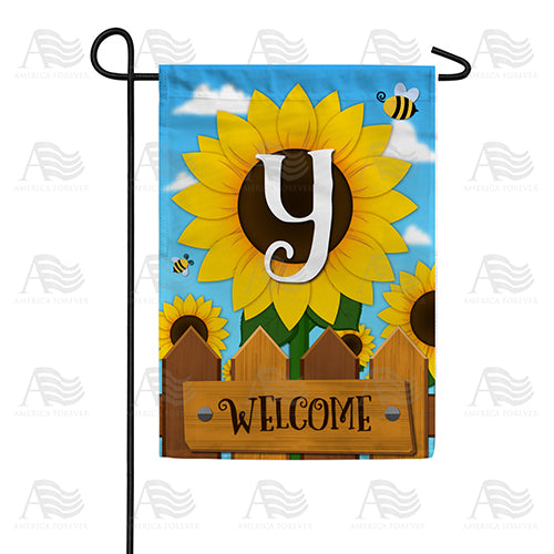 America Forever Sunflower Welcome Monogram Garden Flag