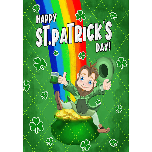 America Forever Leprechaun Rainbow Garden Flag